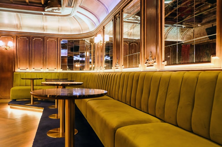Guests arriving at a luxury venue with warm ambient lighting