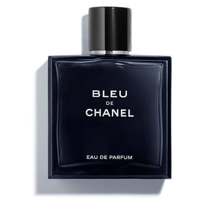 A modern and elegant black bottle, likely for perfume or cologne, is presented against a plain, off-white background