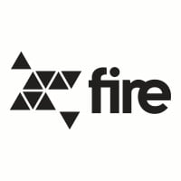 Black geometric triangle logo for Fire brand