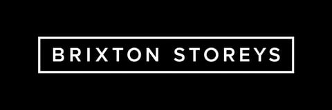 Brixton Storeys logo in white text on black background